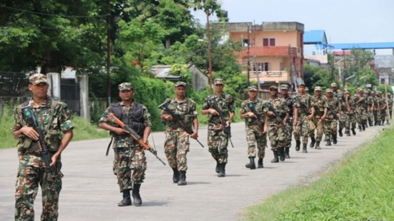 उपनिर्वाचन सुरक्षा: मतदान स्थल वरपर सेनाको गस्ती